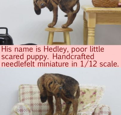 Hedley, scared hound in 1/12 scale miniature