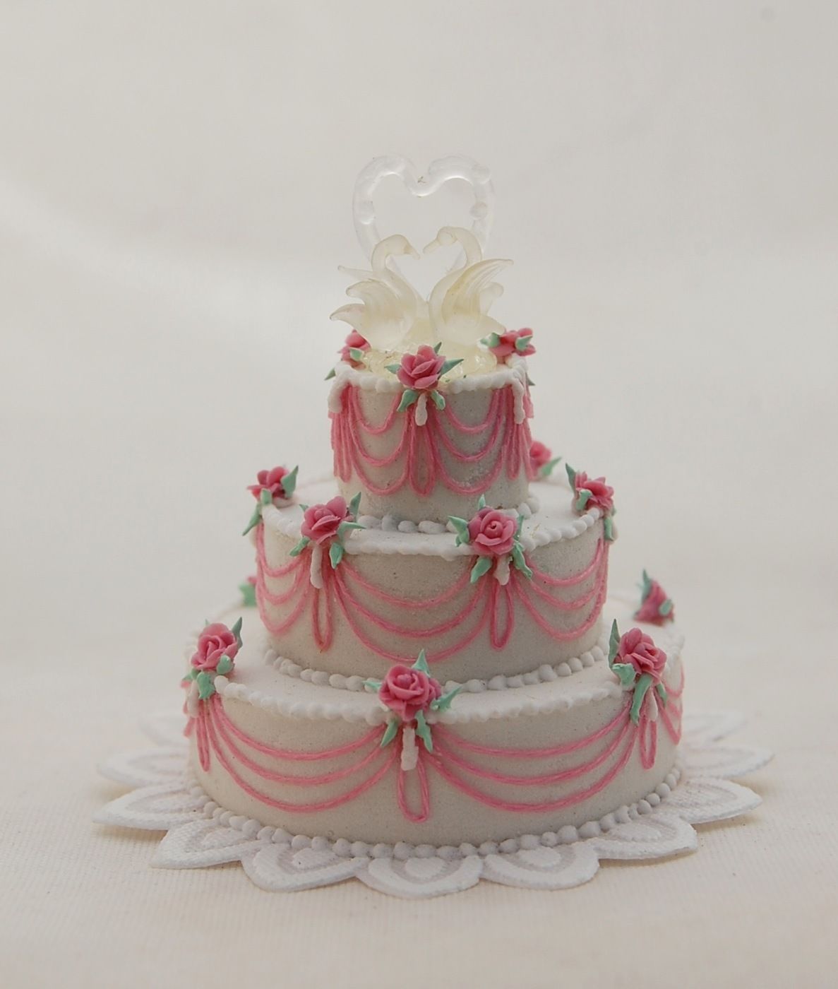 Artisan made spectacular 1/12 scale wedding cake miniature cakes