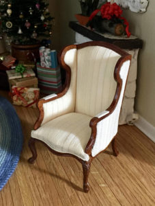 queen anne style wing back chair in 1-12 scale - How to re-create an English style living room in 1:12 scale