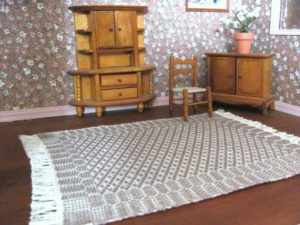 brown floor rug to recreate dollhouse library living room in 1-12 scale miniature