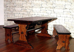 dining table for rustic style dining room in 1-12 scale