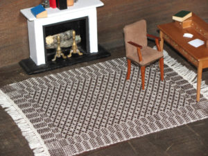 floor rug early American style for rustic dining room in 1-12 scale