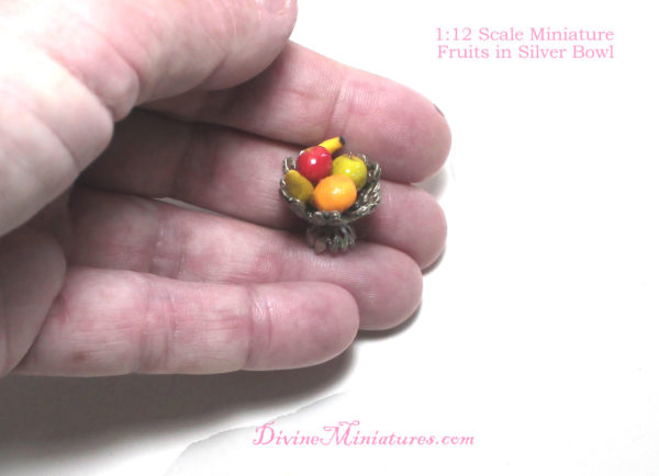 1:12 scale bowl of fruit, dollhouse miniature