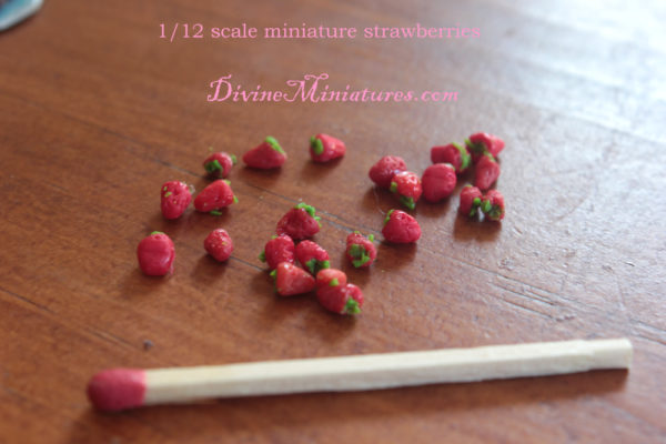 hand made 1:12 scale strawberries, dollhouse fruit