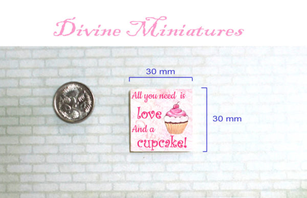 all you need is love - and a cupcake miniature print in 1:12 scale miniature