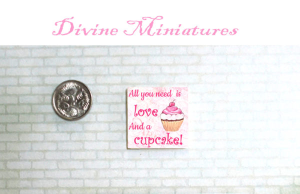 all you need is love - and a cupcake miniature print in 1:12 scale miniature