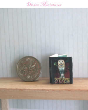 book of owls in 1:12 scale dollhouse miniature