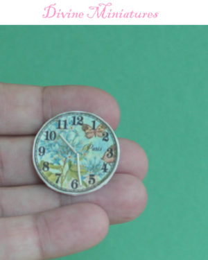 shabby chic butterflies wall clock in 1:12 scale dollhouse miniature
