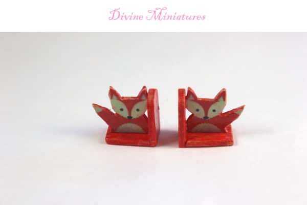 fox bookends for dollhouse in 1:12 scale miniature