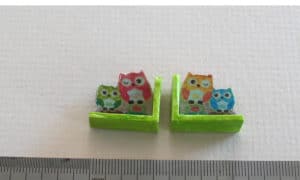 tiny owl bookends in 1:12 scale dollhouse miniature