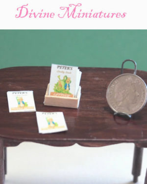 peter rabbit's own seed packets in 1:12 scale miniature