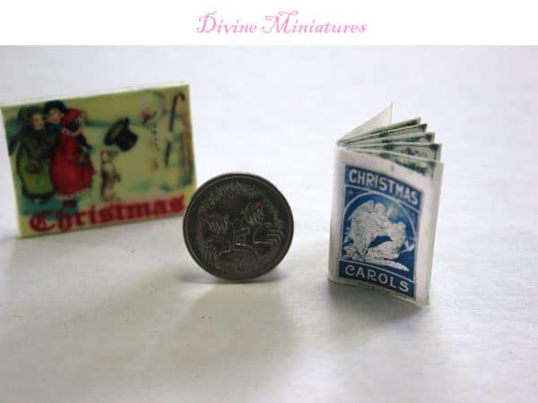 miniature music book of Christmas carols in 1:12 scale