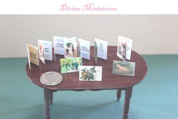 10 written christmas cards in 1-12 scale miniature