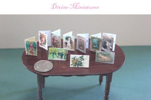 10 written christmas cards in 1-12 scale miniature