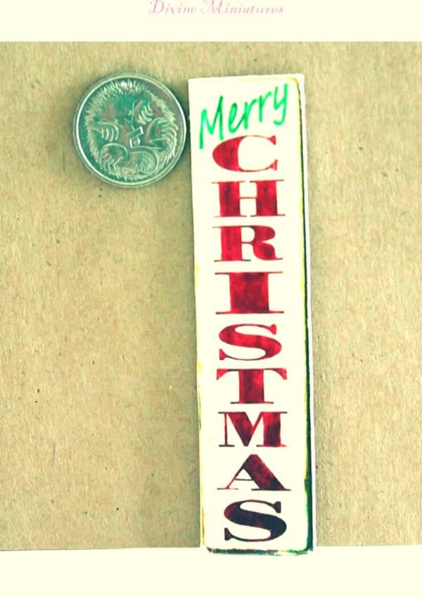 merry christmas tall sign in 1:12 scale dollhouse miniature