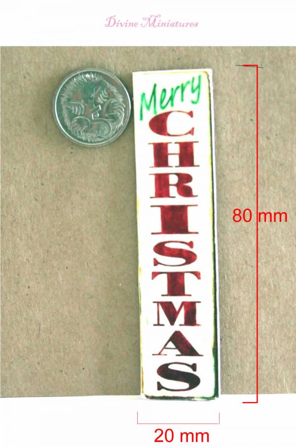 merry christmas tall sign in 1:12 scale dollhouse miniature