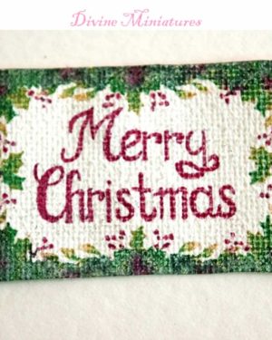 merry christmas mat on canvas in 1-12 scale dollhouse miniature