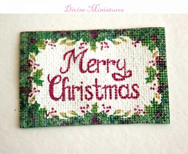 merry christmas mat on canvas in 1-12 scale dollhouse miniature