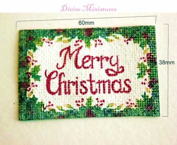 merry christmas mat on canvas in 1:12 scale dollhouse miniature