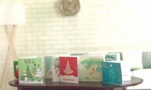 modern christmas cards in 1:12 scale dollhouse miniature