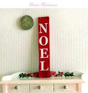 noel 1:12 scale dollhouse miniature tall christmas sign
