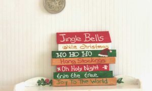 rustic wooden handpainted christmas sign in 1:12 scale dollhouse miniature