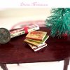 set 5 Victorian Christmas story books in 1:12 scale dollhouse miniature