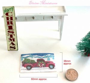 christmas truck door mat in 1-12 scale dollhouse miniature