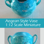Aegean blue urn vase in 1/12 scale miniature