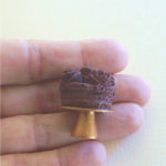 Luxurious Velvet Chocolate Cake With Bronze Cake Stand in 1:12 Scale Miniature
