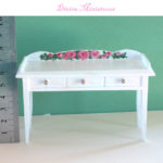 Handpainted Roses Dresser Hall Table In 1:12 Scale Dollhouse Miniature