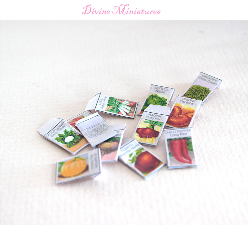 12 Vegetable Seed Packets, 1:12 Scale, Miniature Gardening, Dollhouse ...