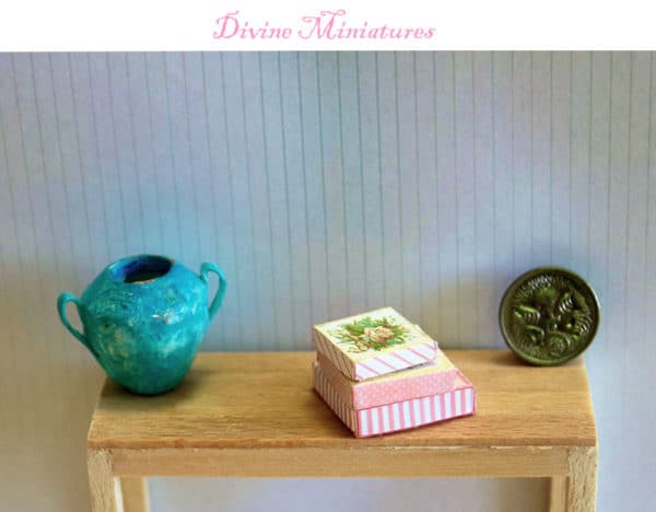 3 romantic rose boxes in 1-12 scale miniature