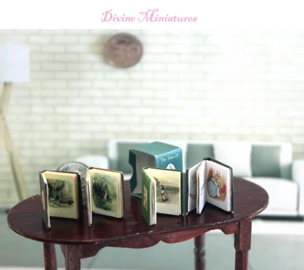 readable, illustrated beatrix potter miniature book in 1:12 scale for dollhouse