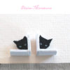 peeking black cat bookends in 1:12 scale dollhouse miniature