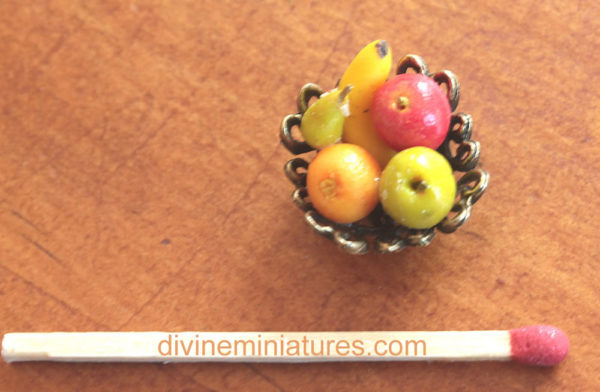 1:12 scale bowl of fruit, dollhouse miniature