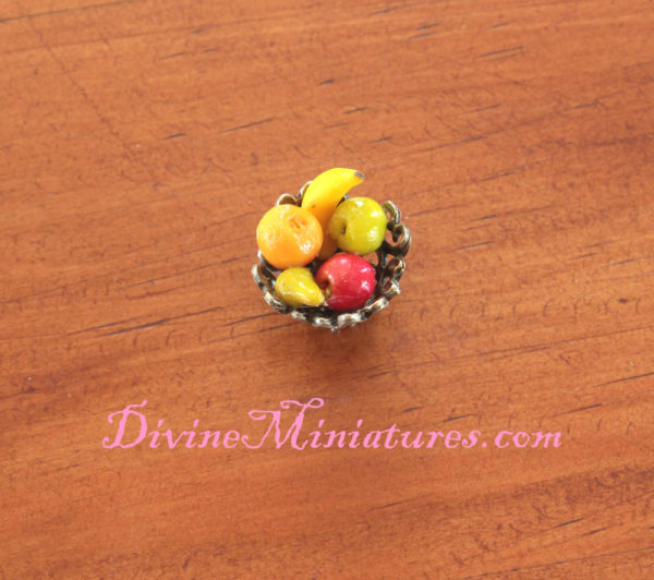 1:12 scale bowl of fruit, dollhouse miniature