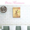 carte postale penny farthing frog print in 1:12 scale dollhouse miniature
