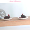 chocolate mud cake slices on plates in 1:12 scale dollhouse miniature f