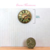 rustic green vintage farmhouse clock in 1:12 scale dollhouse miniature