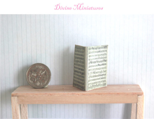 sheet music folder with music in 1:12 scale dollhouse miniature