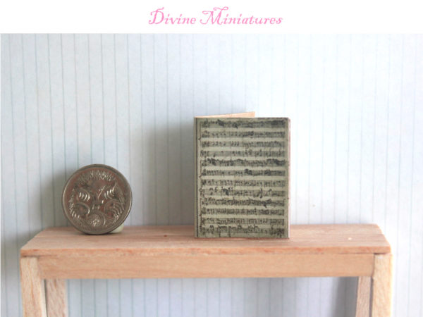 sheet music folder with music in 1:12 scale dollhouse miniature