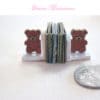 teddy bear bookends for childs room or nursery in 1:12 scale dollhouse miniature