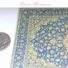 blue and gold turkish rug in 1-12 scale dollhouse miniature