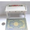 blue and gold turkish rug in 1-12 scale dollhouse miniature